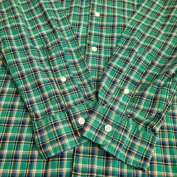 Ralph Lauren Blue and Green Plaid Flannel Button Down Shirt Men's Large Preppy - Picture 5 of 6